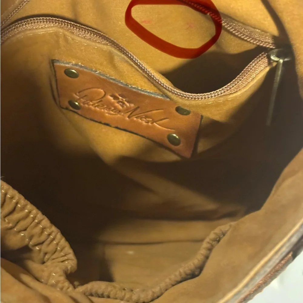 Patricia Nash Tan Leather Crossbody Bag with Floral Design - Picture 6 of 16